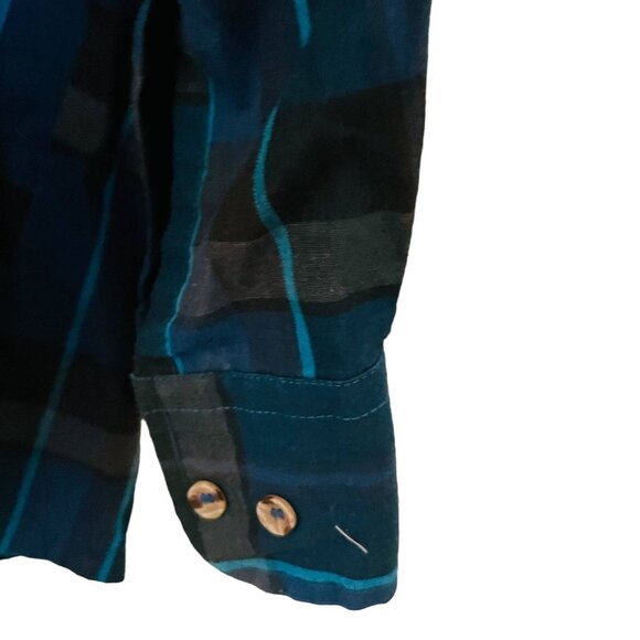 Sir William Big Man Shirt Button Up Long Sleeve Blue Black Plaid Size 8X - Picture 6 of 7